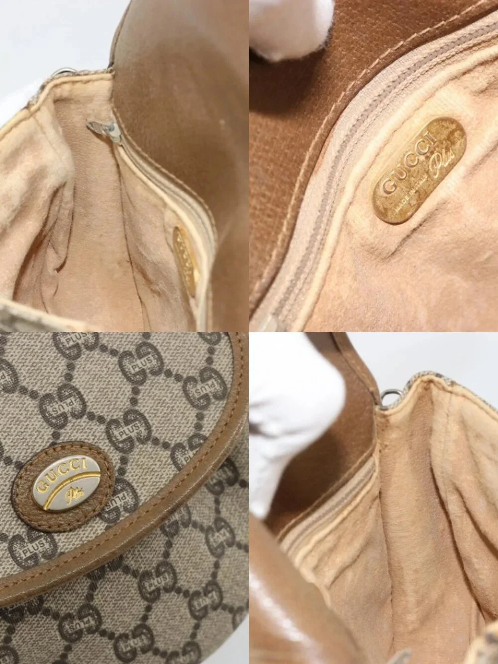 GUCCI GG Plus Supreme Shoulder Bag PVC Beige Gold Auth ka4547 - Picture 13 of 15